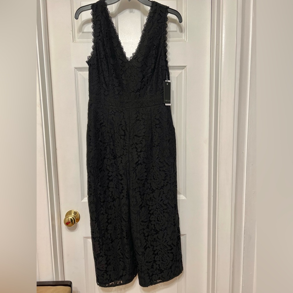 NEW WITH TAGS: Black Lace V-Neck Sleeveless Jump Suit